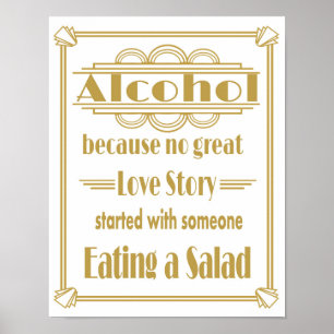 Roaring 20's Art deco Wedding Alcohol Bar print