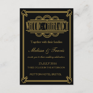 Roaring 20's Art Deco wedding Invitation