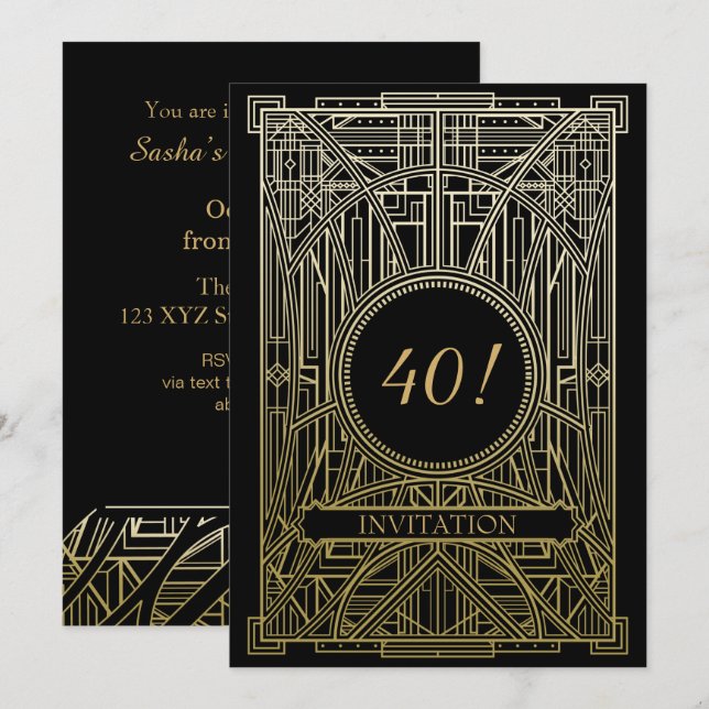 Roaring 20s art great  invitation (Front/Back)