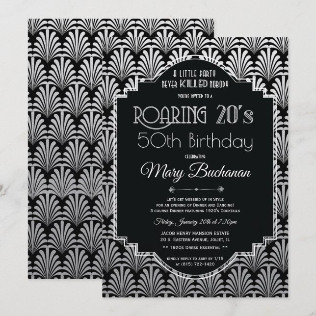 Roaring 20s Birthday Invitation (Front/Back)