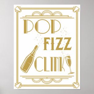 Roaring 20's Drinks Bar sign Pop Fizz Clink Print