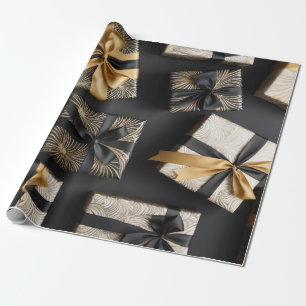 Roaring '20s, featuring art deco patterns gold wrapping paper