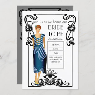 Roaring 20s Flapper Art Deco Gatsby Bridal Shower Invitation