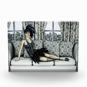 Roaring 20s Flapper Fashion Art Illustration Photo Block