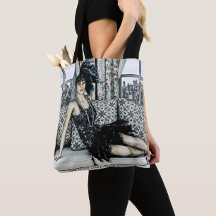 Roaring 20s Flapper Fashion Art Illustration Tote Bag