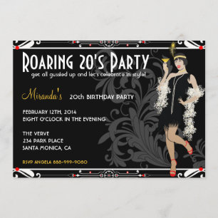 Roaring 20's Flapper Girl Retro Invitations