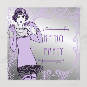 Roaring 20's Flapper Girl Retro Party Invitations