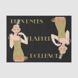 Roaring 20's Flapper Gold Glitter Black Retro Tissue Paper