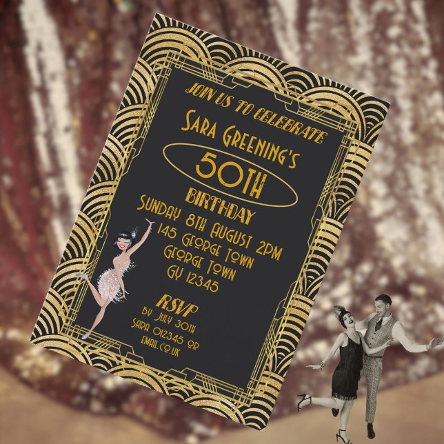 Roaring 20's Flapper Twenties Gatsby Art Deco Invitation (Gatsby Invites)