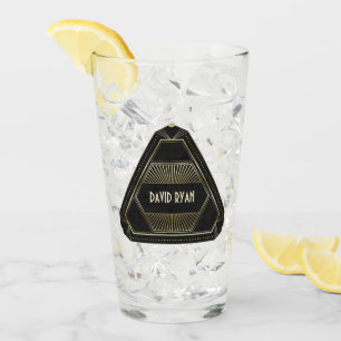 Roaring 20s Gold and Black Art Deco Monogram Glass