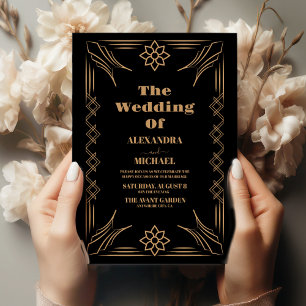 Roaring 20s Gold Art Deco Wedding Invitation