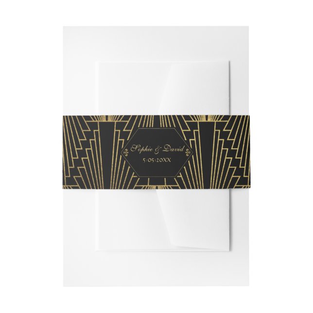 Roaring 20s Great Gatsby 1920s Art Deco Wedding Invitation Belly Band (Front Example)