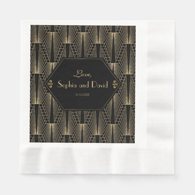 Roaring 20s Great Gatsby 1920s Art Deco Wedding Napkin (Front)