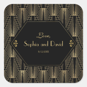 Roaring 20s Great Gatsby 1920s Art Deco Wedding Square Sticker