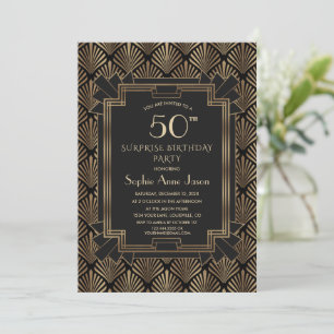 Roaring 20's Great Gatsby Art Deco 50th Birthday  Invitation