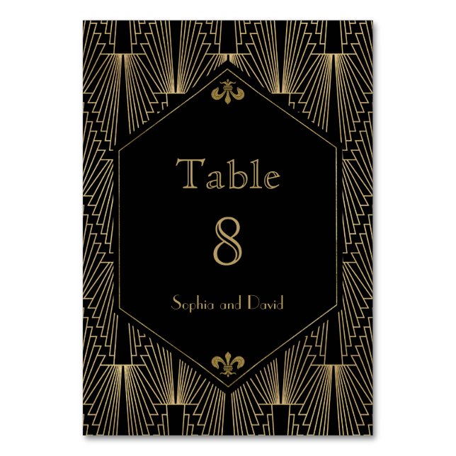 Roaring 20s Great Gatsby Art Deco TABLE NUMBER (Front)