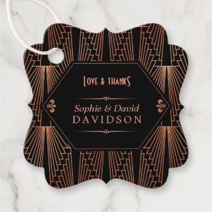 Roaring 20s Great Gatsby Copper Art Deco Wedding Favour Tags