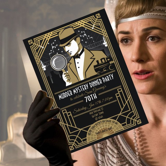 Roaring 20's Murder mystery dinner party Invitation (Creator Uploaded)