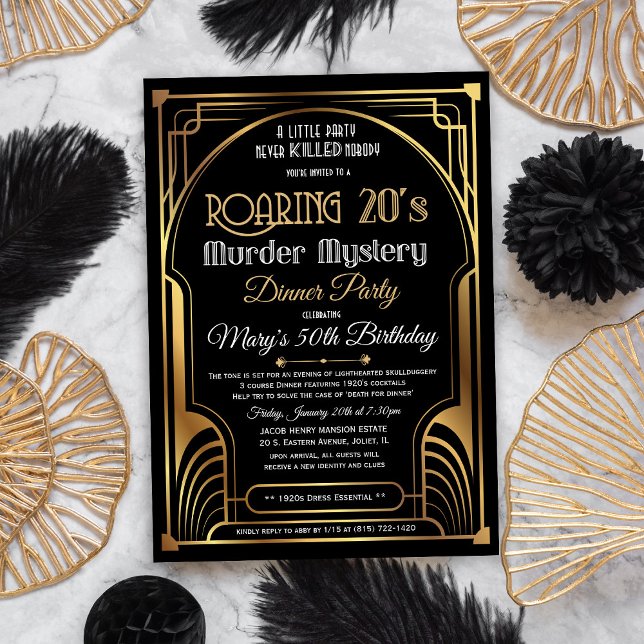 Roaring 20s Murder Mystery (Foil also available) Invitation (Creator Uploaded)