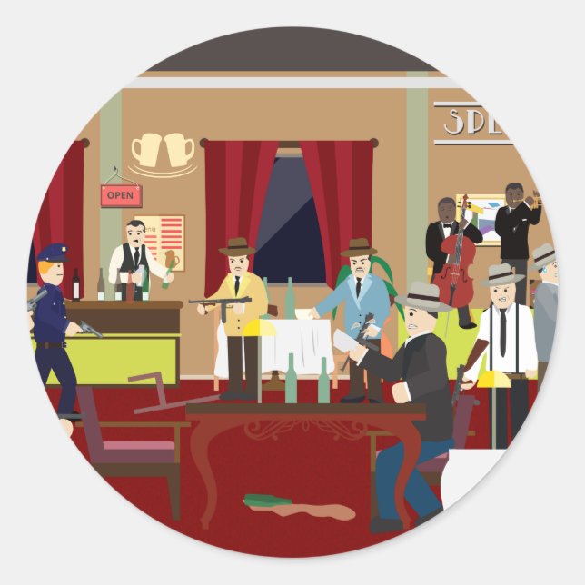 Roaring 20's Speakeasy USA (Simple History) Classic Round Sticker (Front)