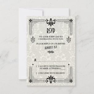 Roaring 20s Twenties Art Deco Wedding RSVP Card