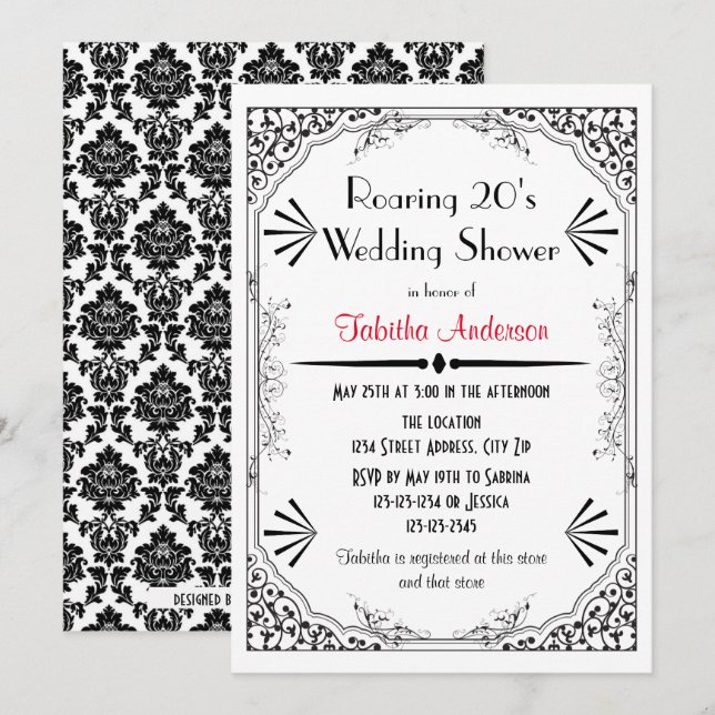 Roaring 20s - Wedding Shower Invitation (Front/Back)