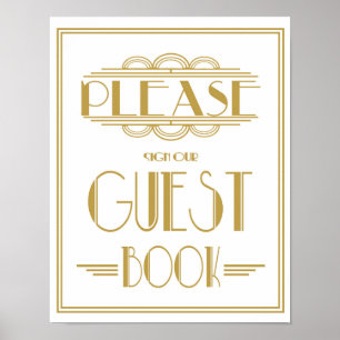 Roaring 20's Wedding sign Art Deco Guestbook Print