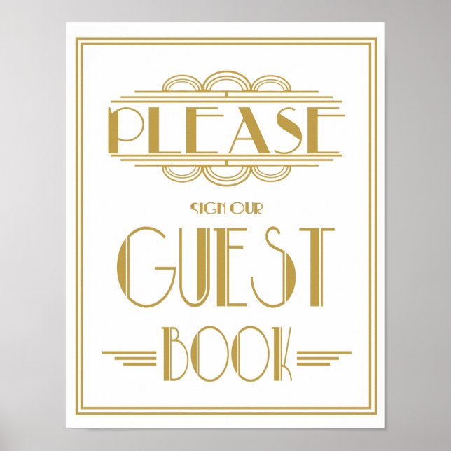 Roaring 20's Wedding sign Art Deco Guestbook Print (Front)