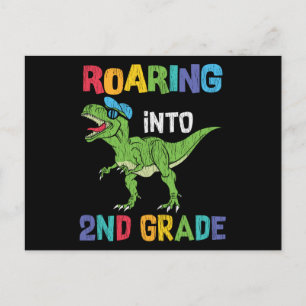 Roaring 2nd Grade Back School T rex Dinosaur Kids Postcard