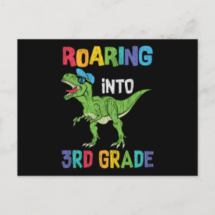 Roaring 3rd Grade Back School T rex Dinosaur Kids Postcard
