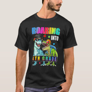 Roaring 4th Grade Cute Dinosaur Backpack Back To S T-Shirt