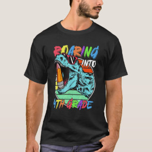 Roaring 4th Grade Dinosaur Rex Back To School Boys T-Shirt