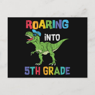 Roaring 5th Grade Back School T rex Dinosaur Kids Postcard