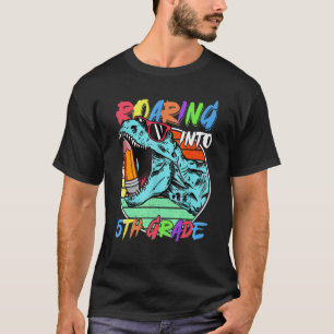 Roaring 5th Grade Dinosaur Rex Back To School Boys T-Shirt