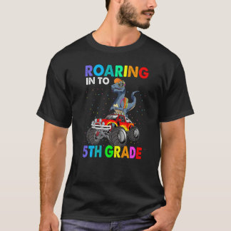Roaring 5th Grade Dinosaur Rex Back To School Boys T-Shirt