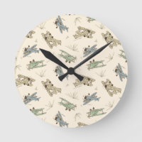 Roaring Art Deco Bi-planes - blue green pattern.