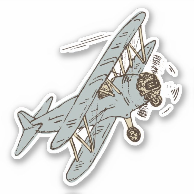Roaring Art Deco Bi-planes - blue single. (Front)