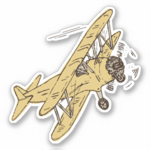 Roaring Art Deco Bi-planes - red yellow single.