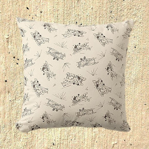 Roaring Art Deco Bi-planes - sketched pattern. Cushion