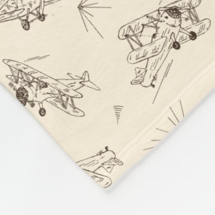 Roaring Art Deco Bi-planes - sketched pattern.   Fleece Blanket