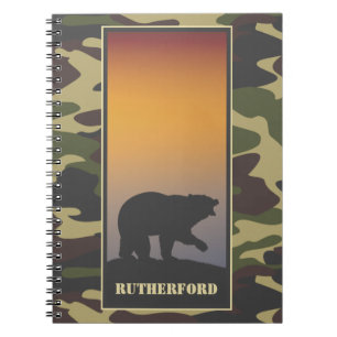 Roaring Bear and Camo spiral Notebook
