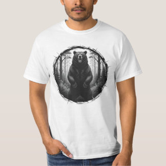 Roaring Bear Illustration – Wild Forest Graphic T- T-Shirt