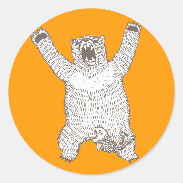 Roaring Bear (Ink) Classic Round Sticker (Front)