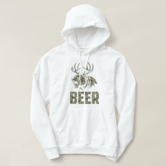 Roaring Bear With Antlers Beer Hunting Vintage Hoodie