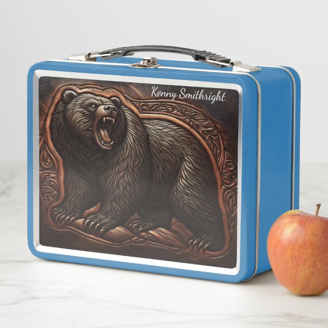 Roaring Beast: Leather Etched Majesty Metal Lunch Box (In Situ)