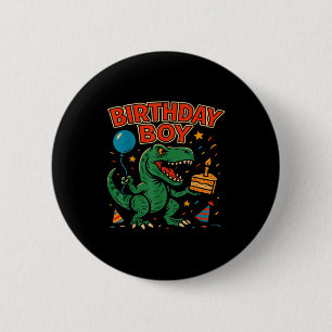 Roaring Birthday Boy Dinosaur Celebration Design _ 6 Cm Round Badge