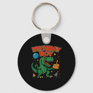 Roaring Birthday Boy Dinosaur Celebration Design _ Key Ring