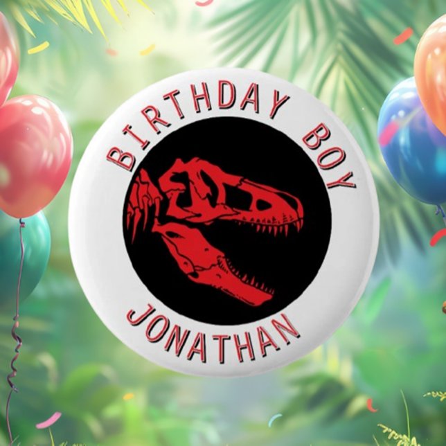  Roaring Birthday Surprise 6 Cm Round Badge (Roaring Dino Birthday Surprise Button: Unleash the Fun!)