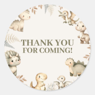 Roaring Boho Dinosaur Theme Birthday Classic Round Sticker