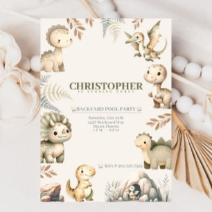 Roaring Boho Dinosaur Theme Birthday Invitation